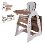 Recalled Costway convertible high chair in brown and white